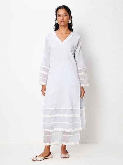 ancestry blue regular fit kurta