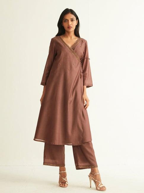 ancestry brown embellished kurta