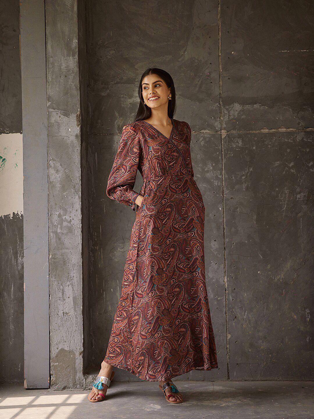 ancestry brown maxi dress