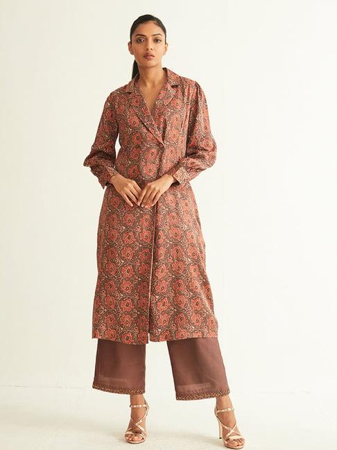 ancestry brown printed kurta