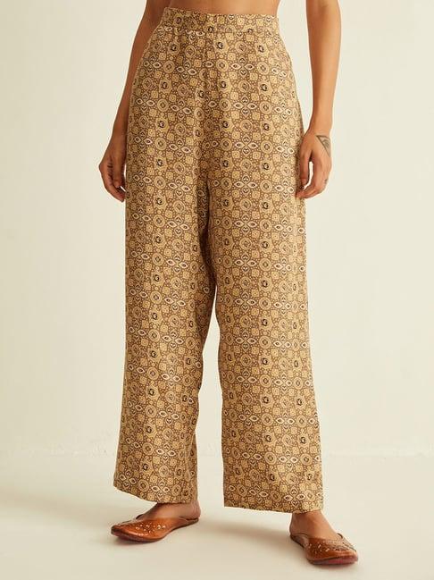 ancestry brown printed trousers