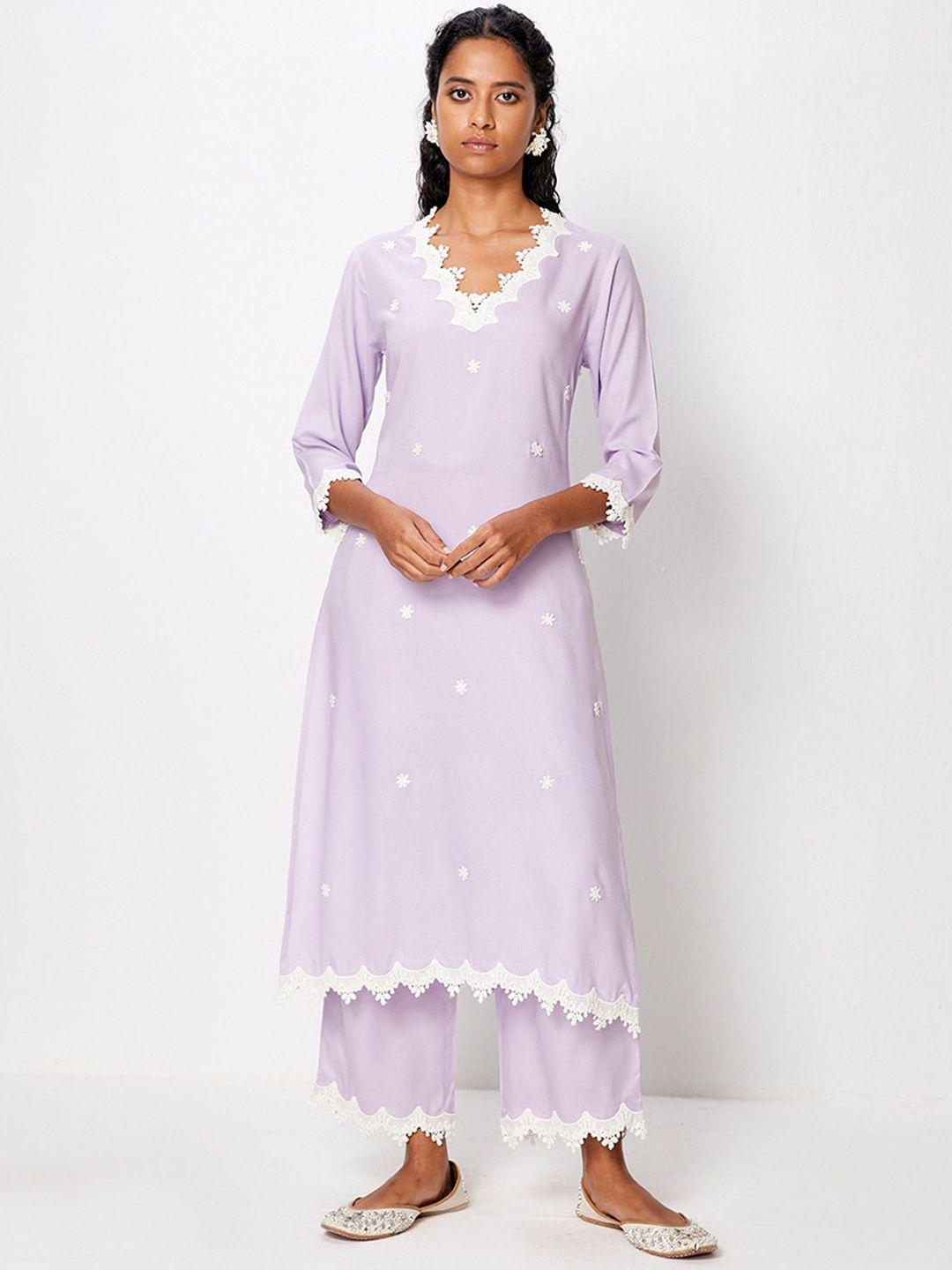 ancestry floral embroidered straight kurta