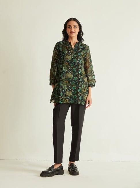 ancestry green printed a line kurti