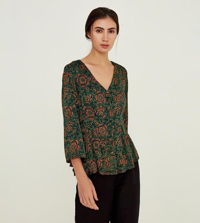 ancestry green printed tunic