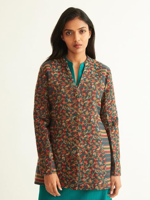 ancestry multicolor floral print ethnic jacket