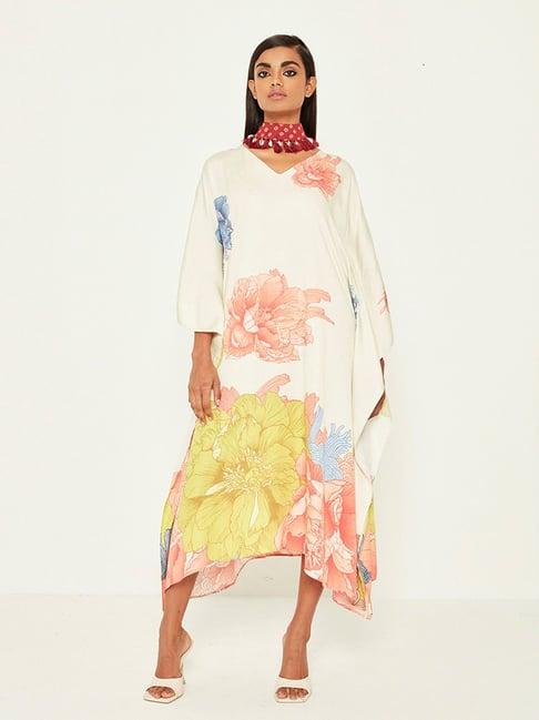 ancestry multicolor floral print kaftan dress