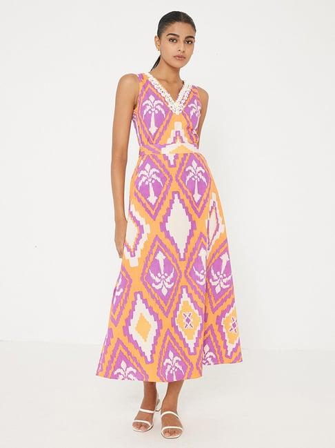 ancestry multicolor printed midi dress