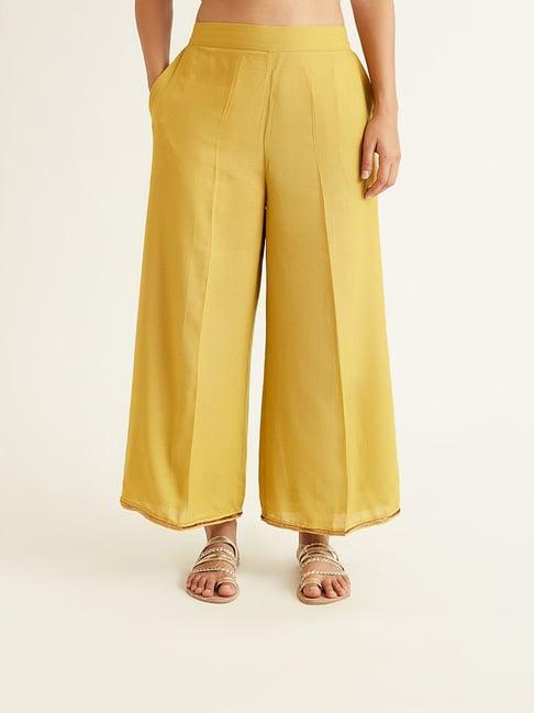 ancestry mustard embroidered pants