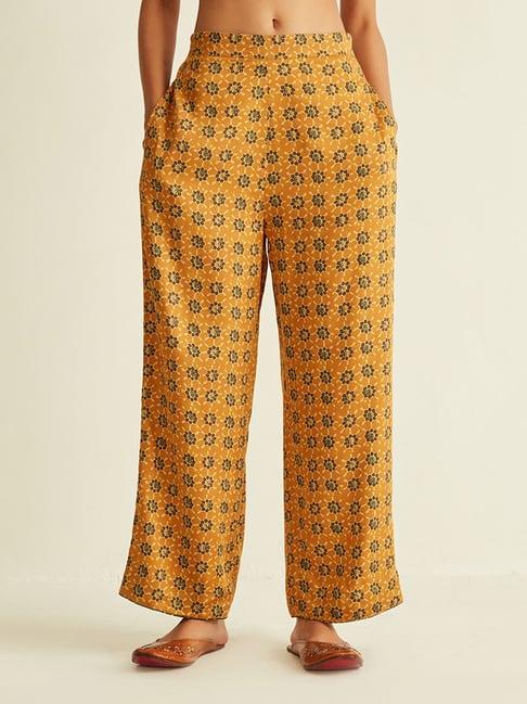 ancestry mustard printed trousers