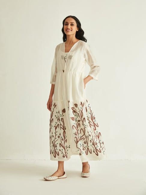 ancestry off white printed longline shrug