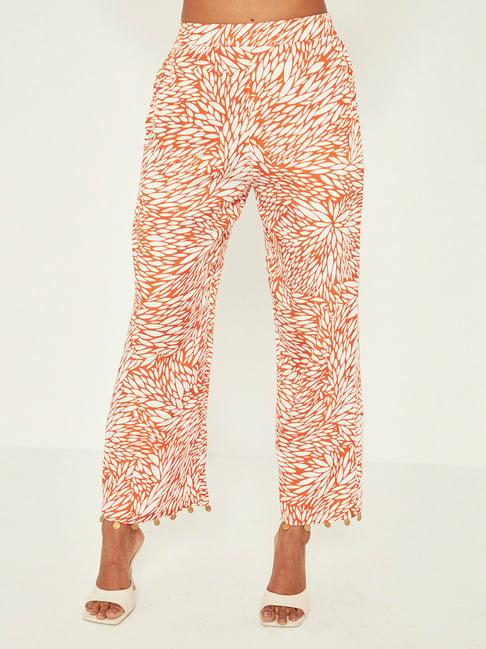 ancestry orange printed pants