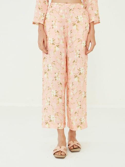 ancestry peach floral print pants