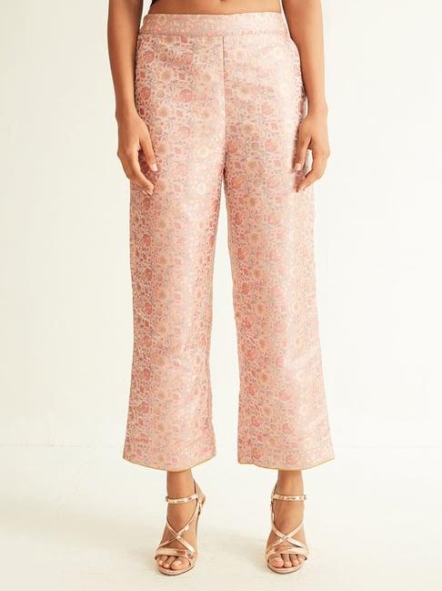 ancestry peach printed pants