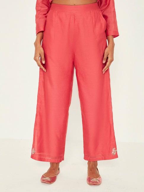 ancestry pink embroidered pants