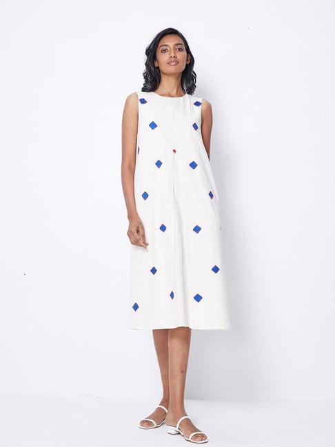 ancestry white embroidered midi dress