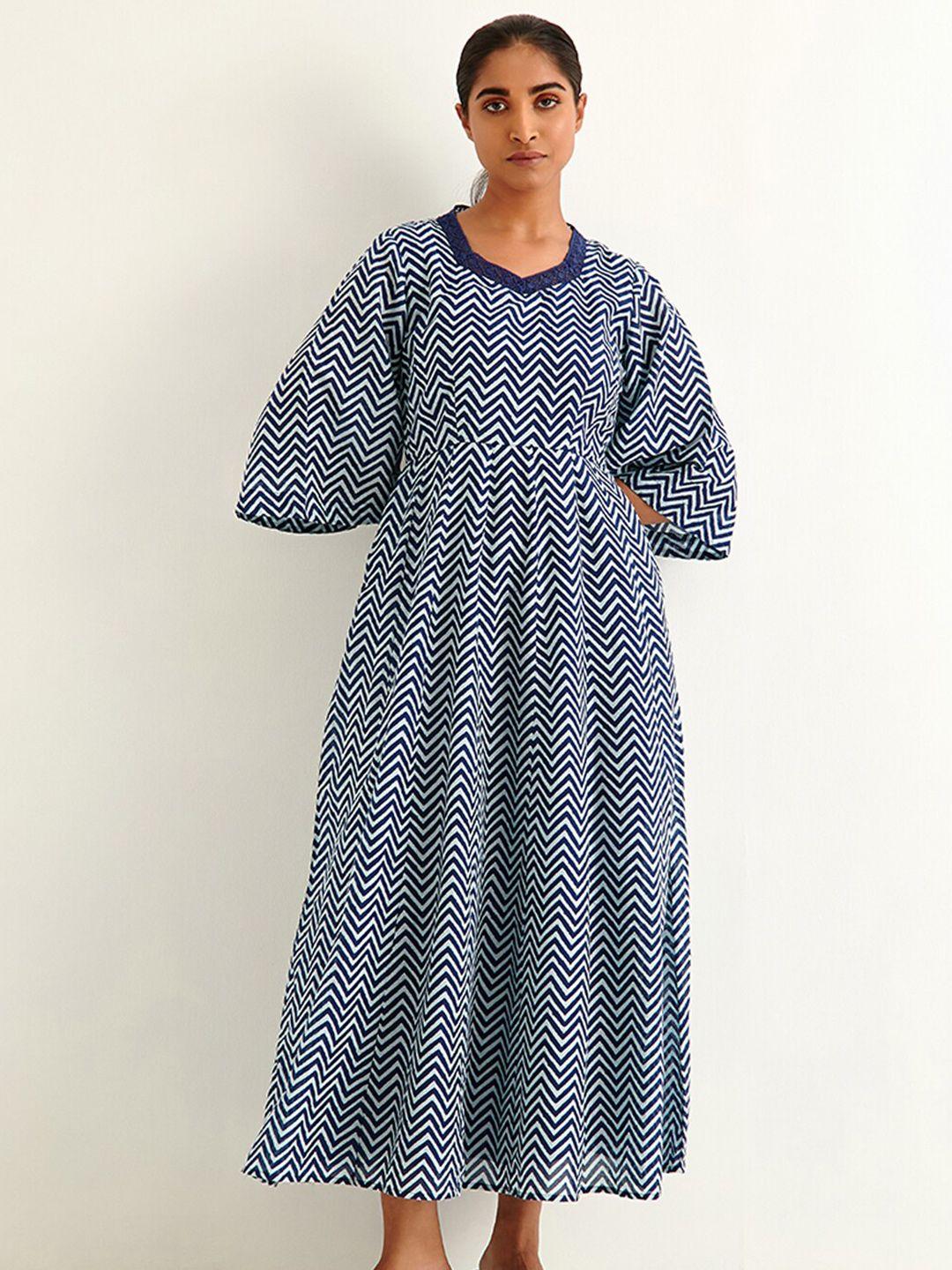 ancestry women blue printed maxi dress