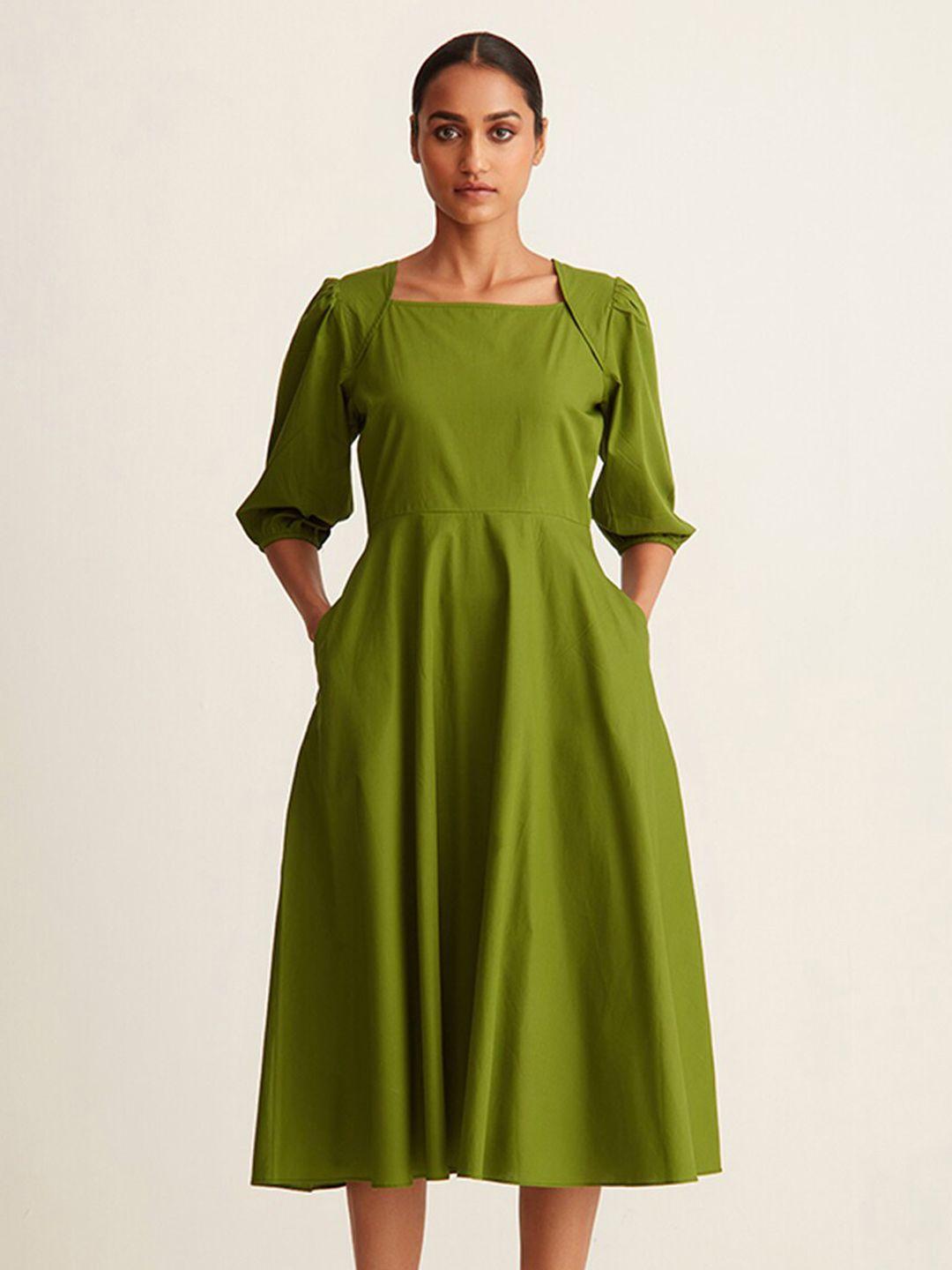 ancestry women green midi dress