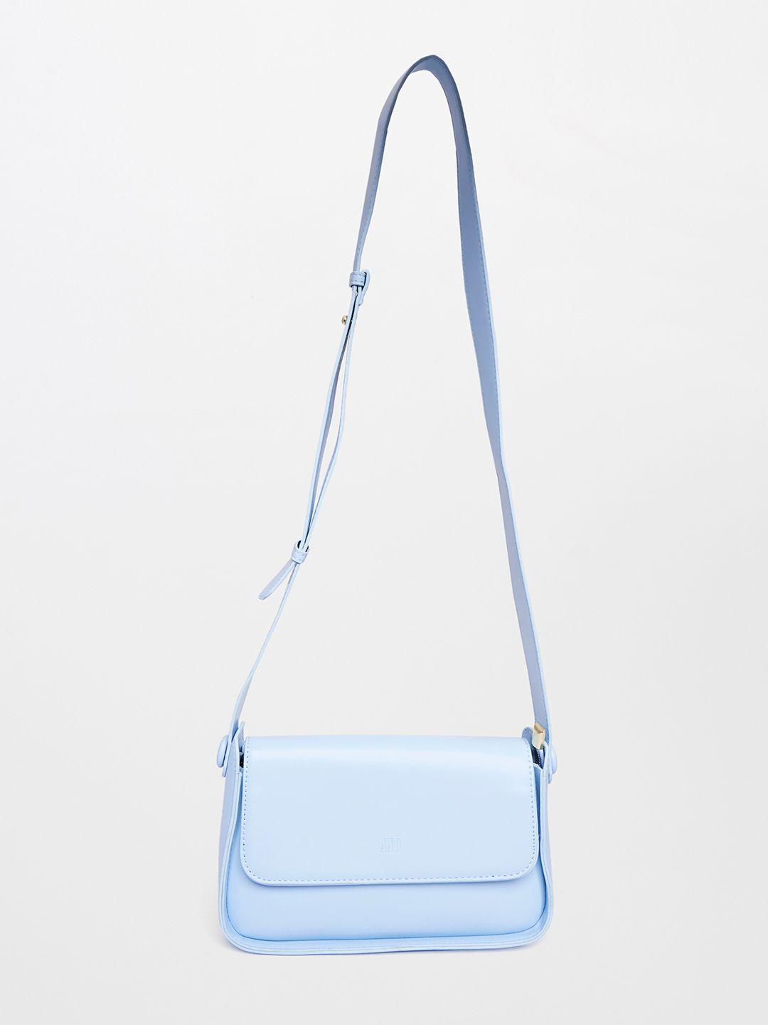 and blue pu structured sling bag