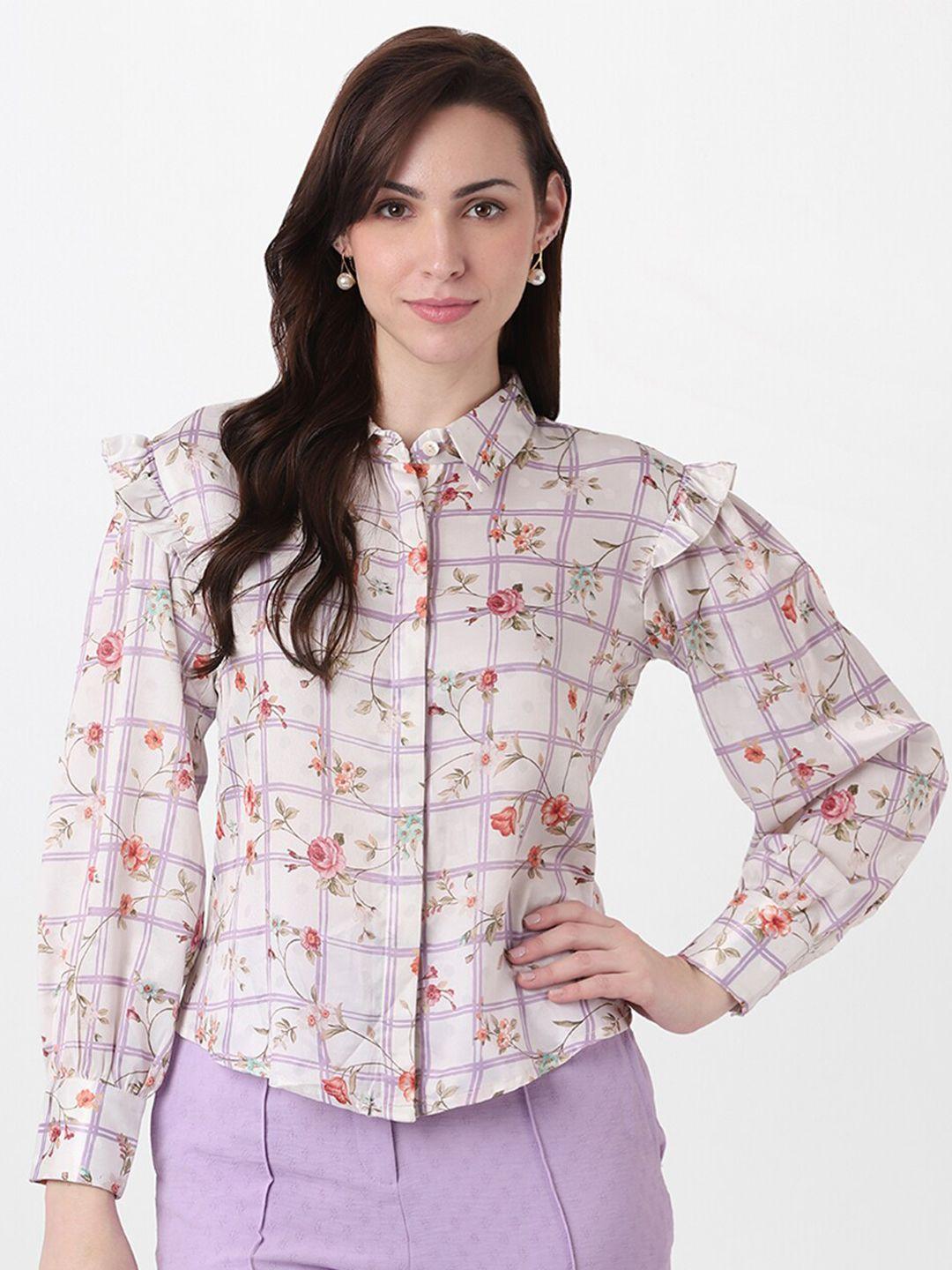 and cream-coloured floral print top