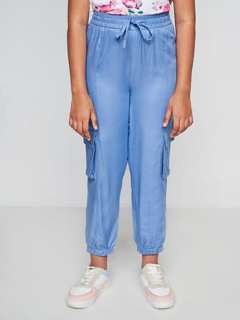 and girl blue solid joggers
