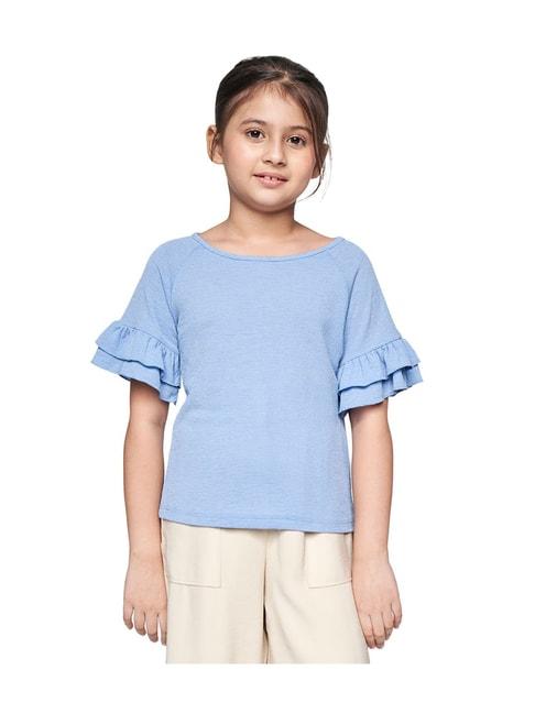 and girl blue solid top