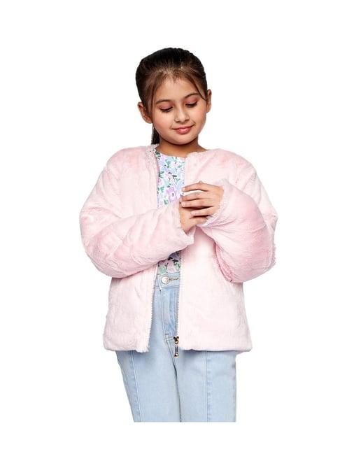 and girl pink solid jacket