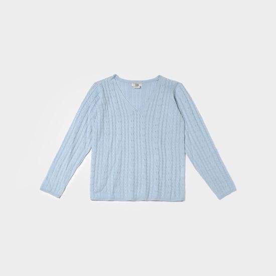 and girls cable knit v-neck sweater