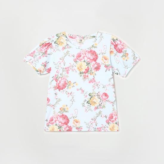 and girls floral printed round neck top
