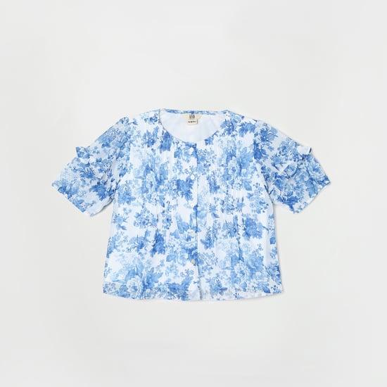 and girls floral printed top