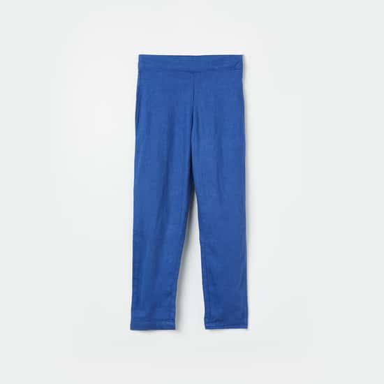 and girls solid elasticated trousers