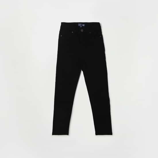 and girls solid skinny fit trousers