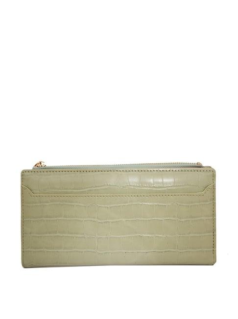 and green textured bi-fold wallet for women