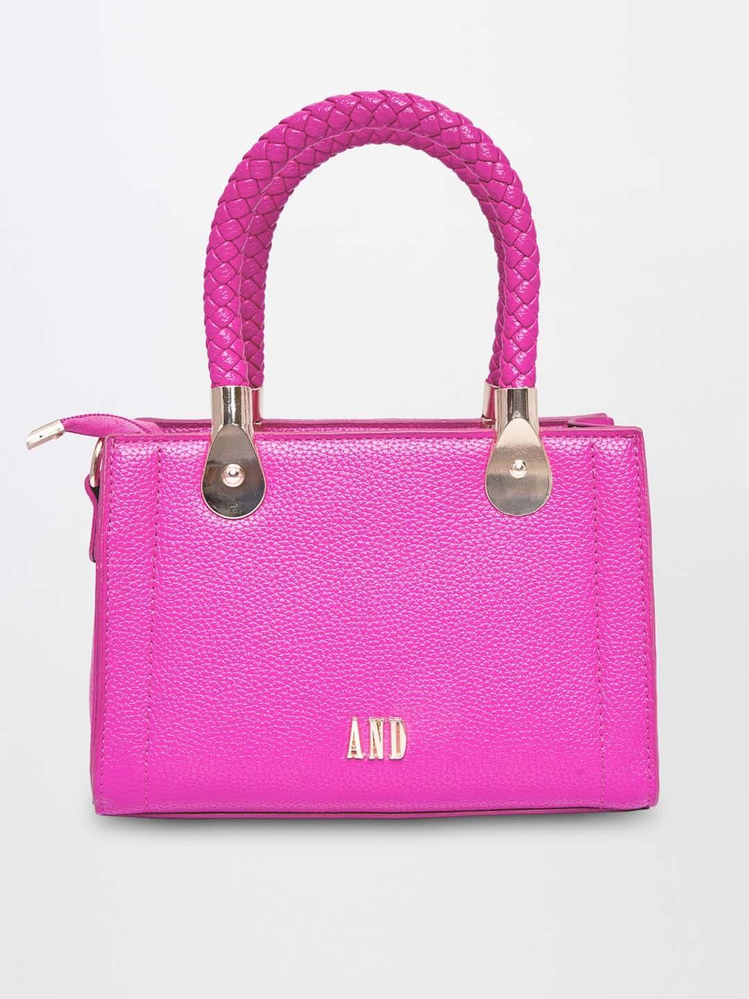 and pink pu structured satchel
