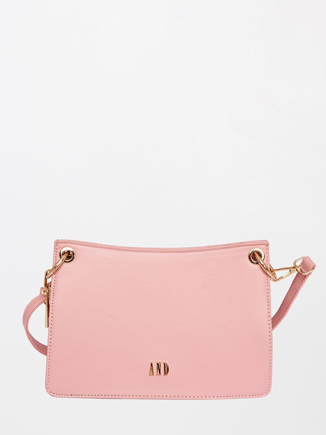 and pink pu structured sling bag