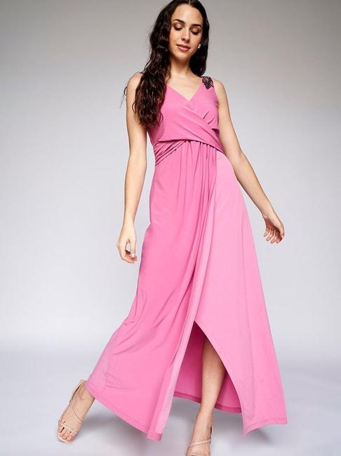 and pink regular fit dress
