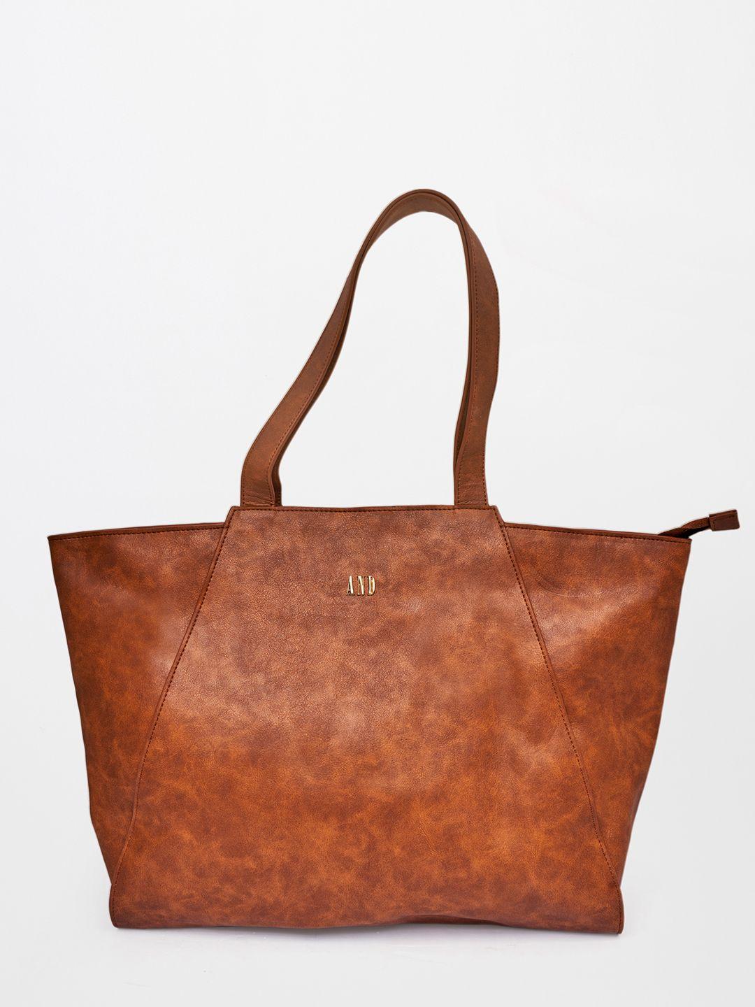 and tan pu oversized structured tote bag