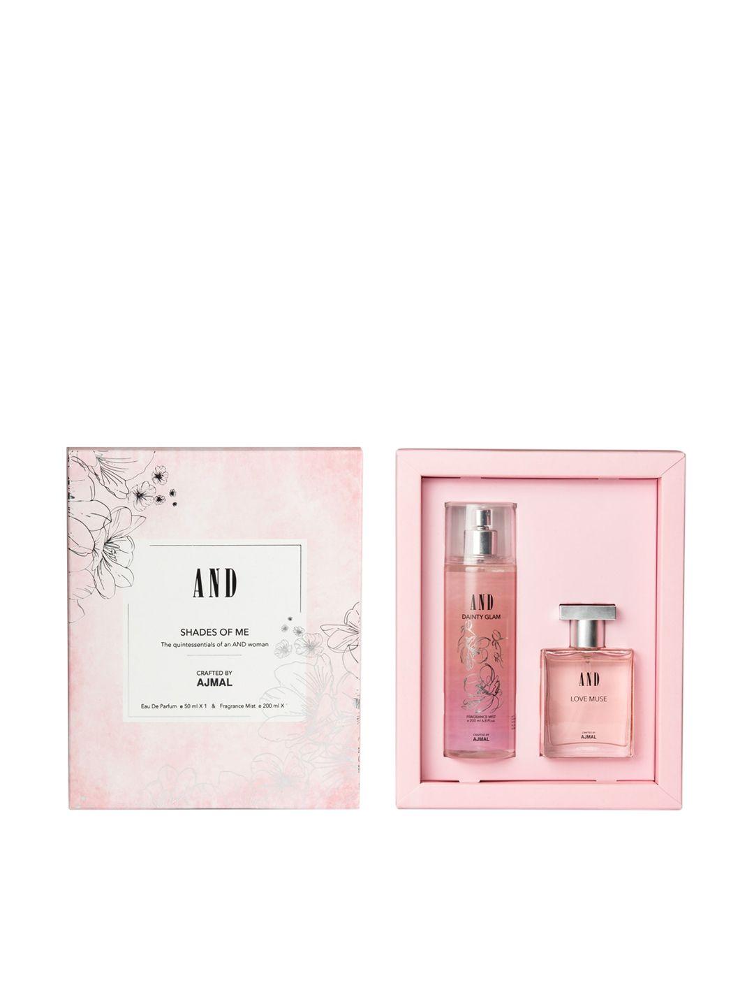 and women 2 pc love muse eau de parfum & dainty glam body mist crafted by ajmal - 250 ml
