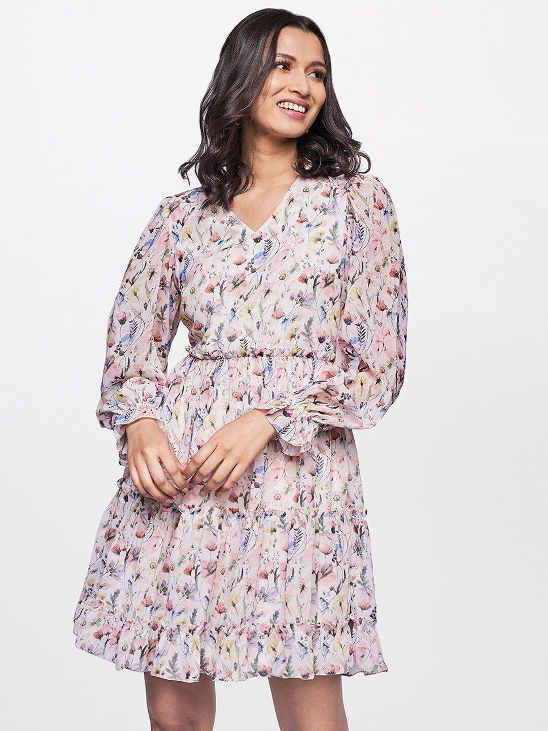 and women beige floral printed dress