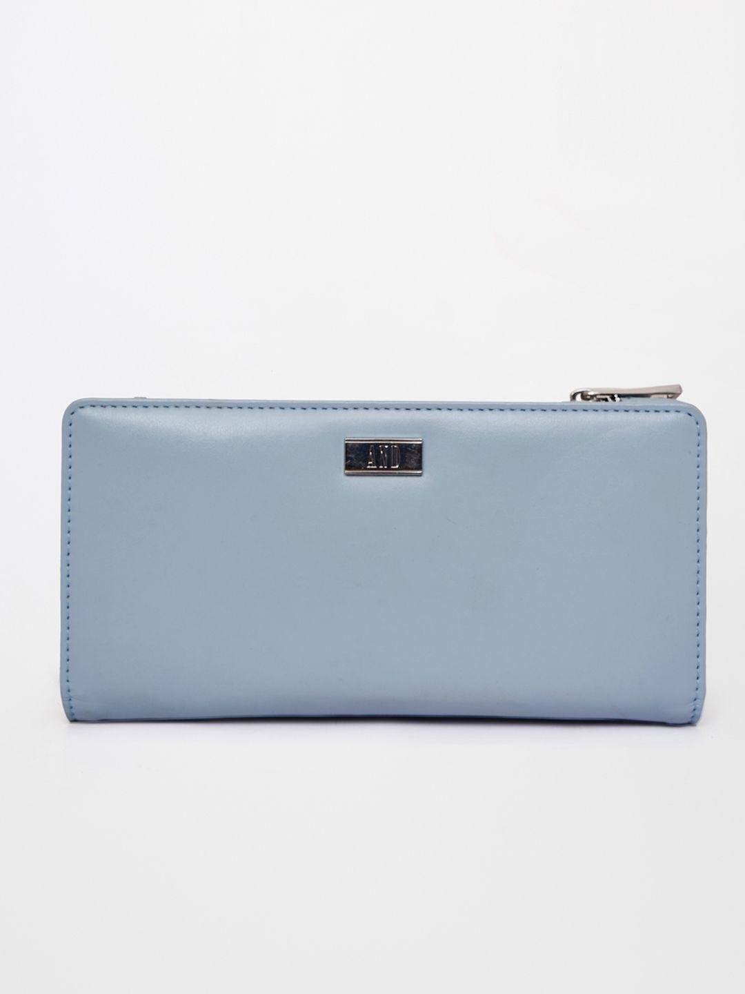 and women blue pu two fold wallet