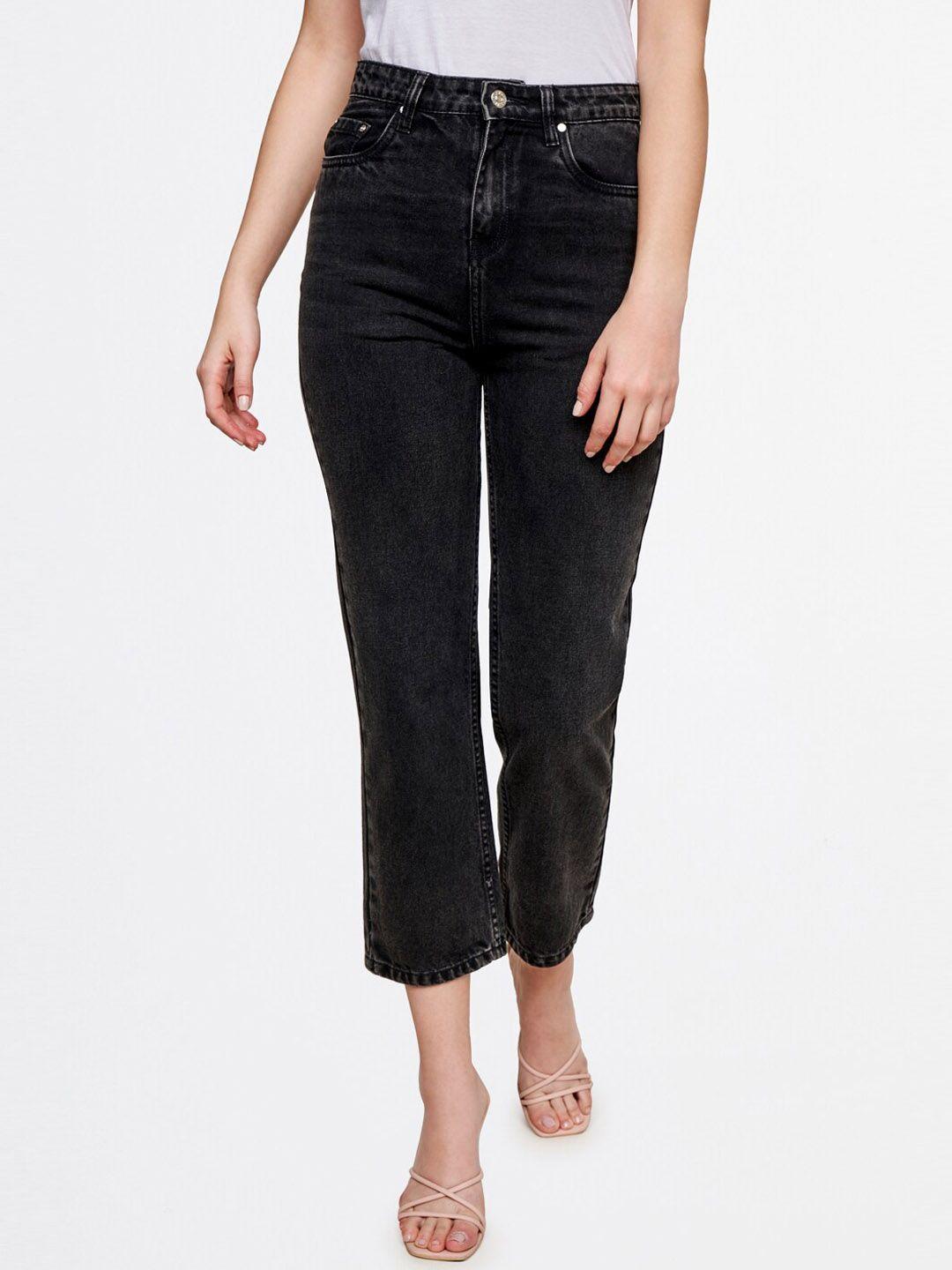 and women charcoal straight fit trousers