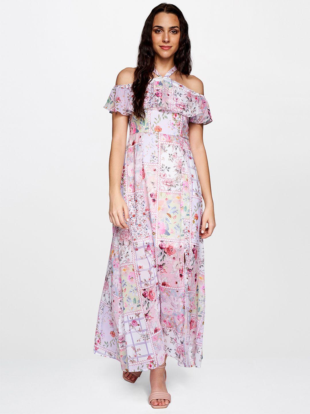 and women multicoloured floral printed off-shoulder layered maxi dress