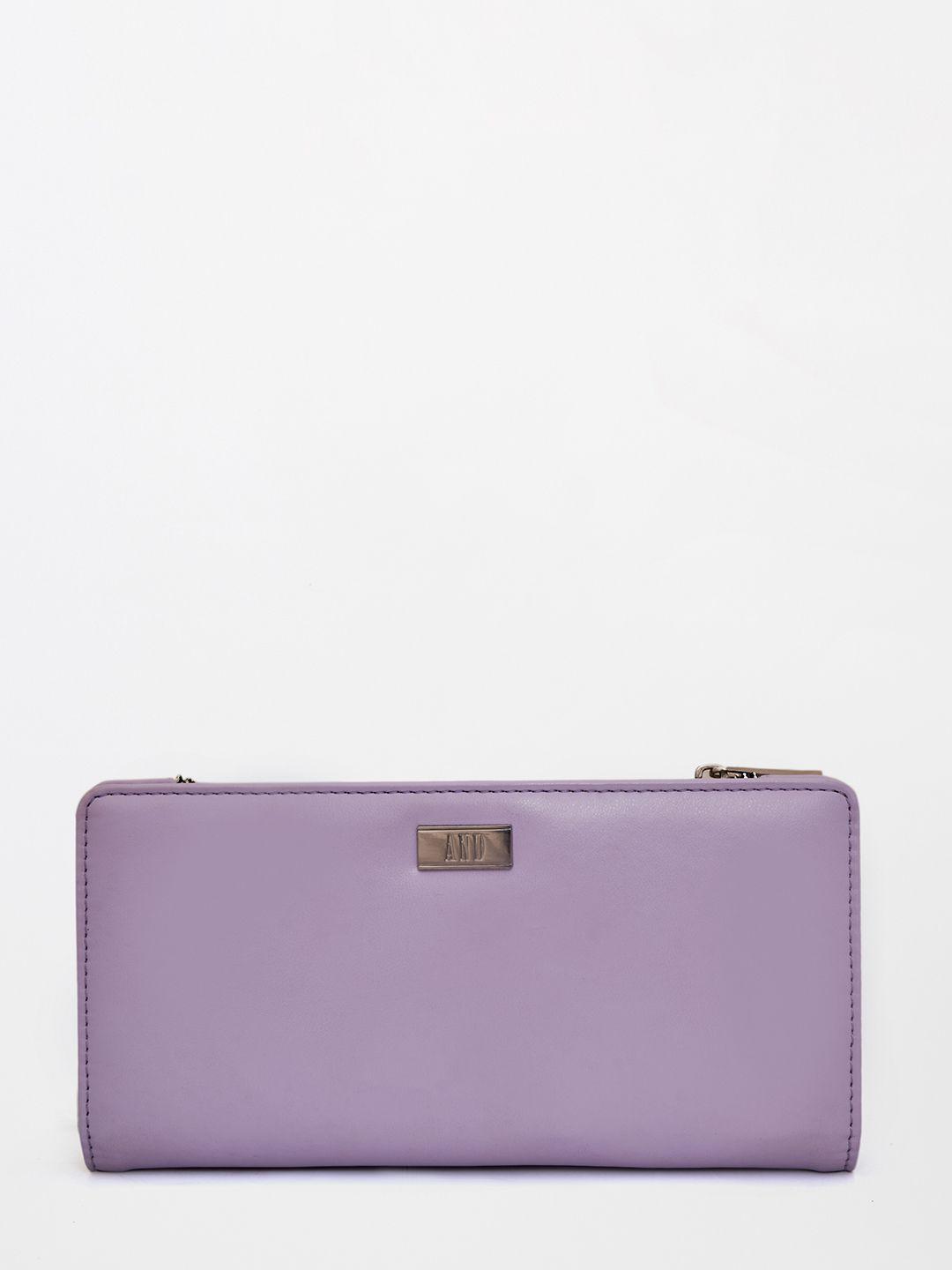 and women purple pu two fold wallet