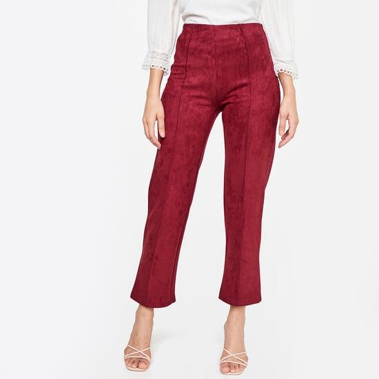 and women textured cropped trousers