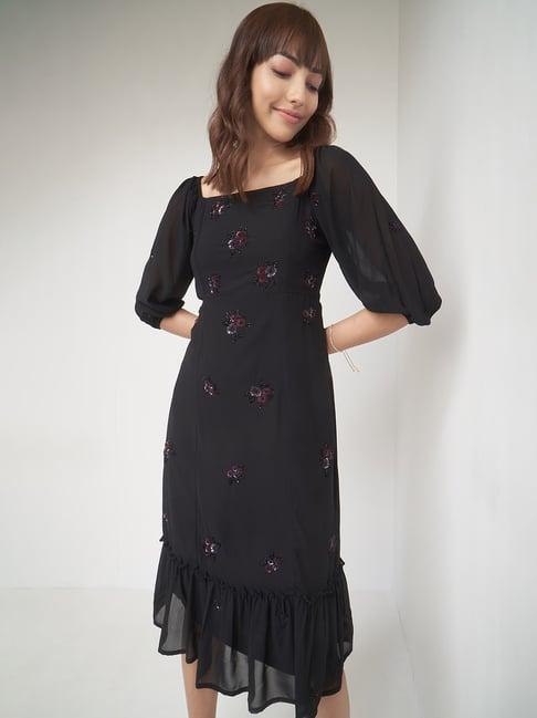 and black embellished midi dress