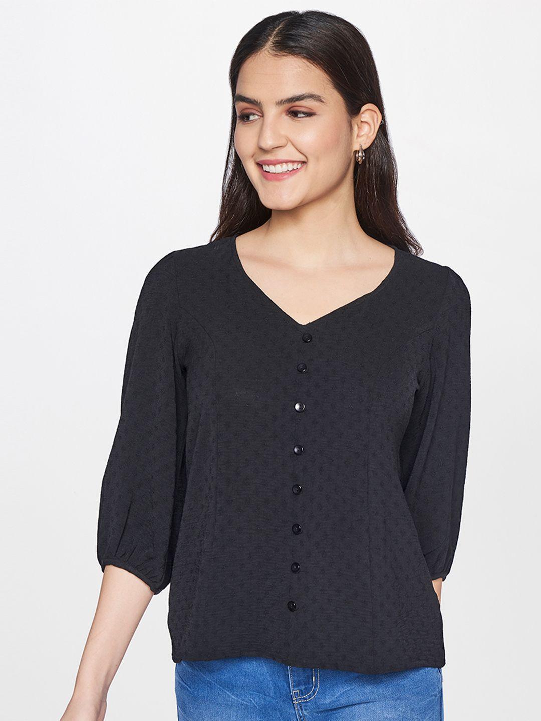 and black embroidered top