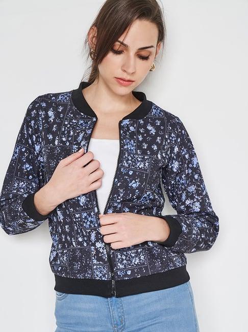 and blue & black floral print jacket