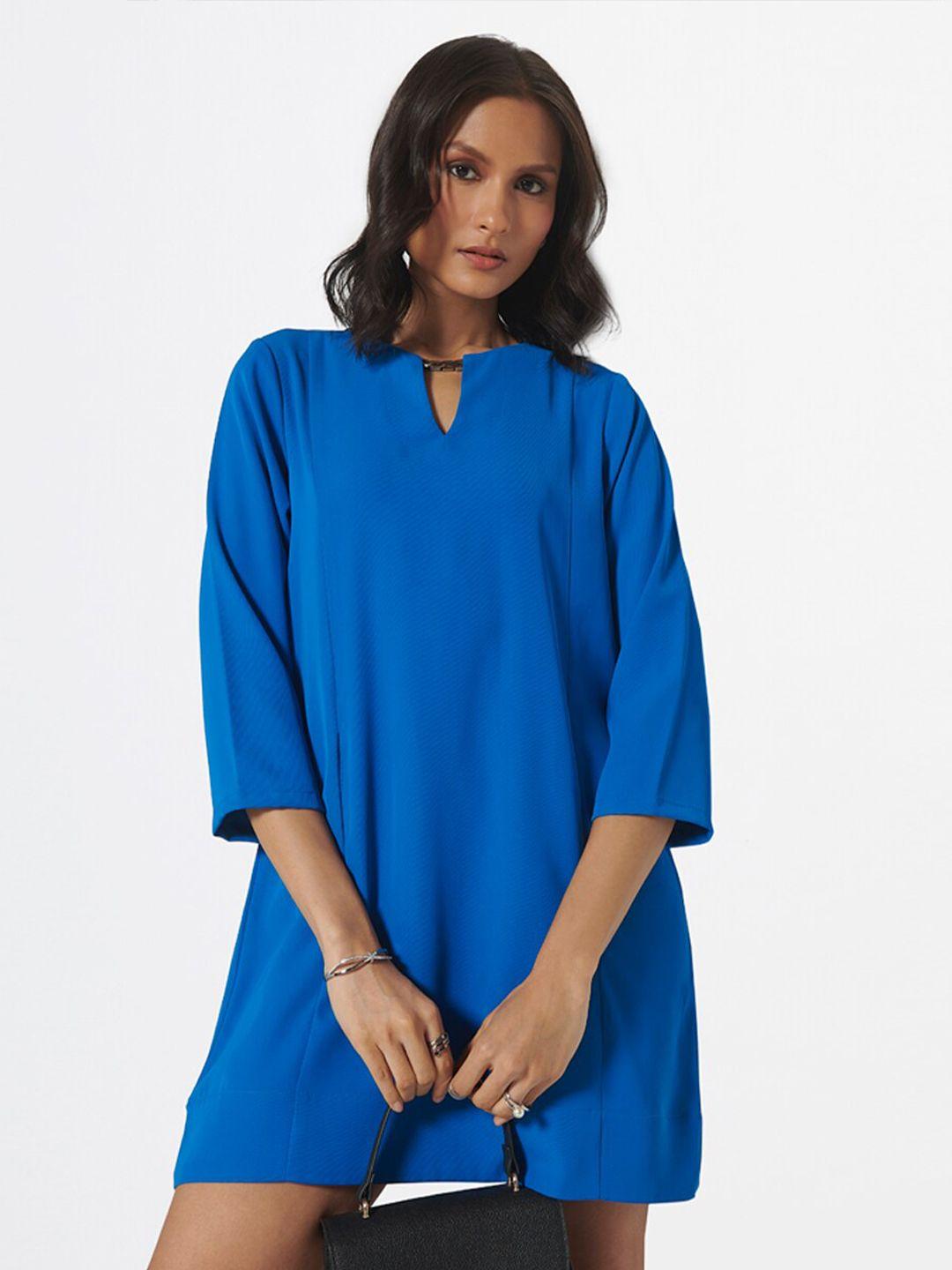 and blue a-line dress