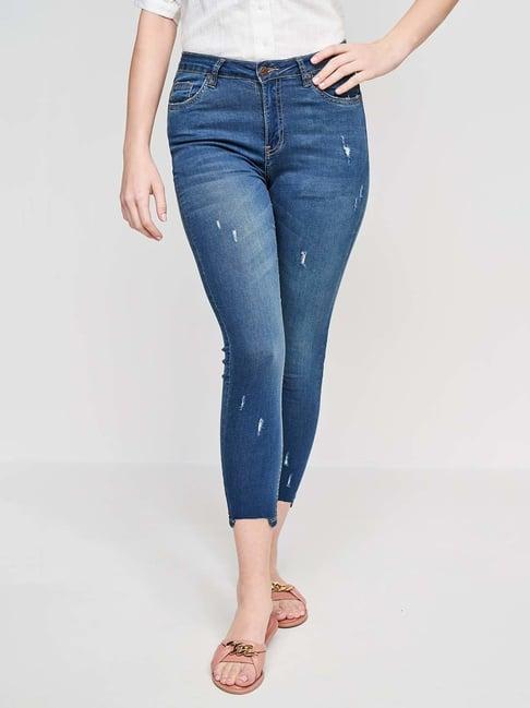 and blue mid rise jeans
