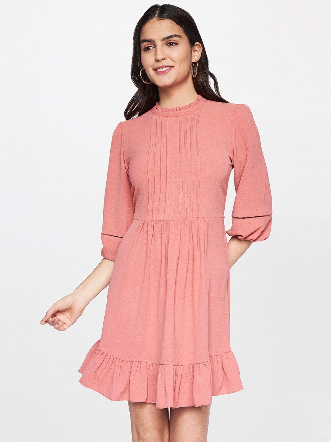 and coral dress ruffled fit & flare dress