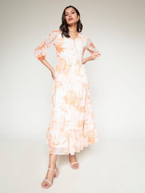 and cream floral maxi dress